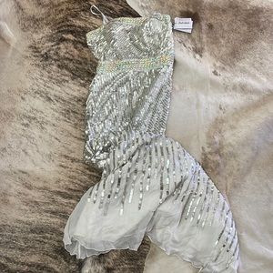 Strapless Long Sequins Mermaid Dress 💖 Never Worn 💎 Sz 6